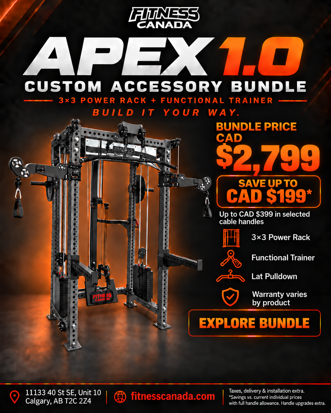 APEX 1.0 Custom Accessory Bundle | 3x3 Power Rack & Functional Trainer