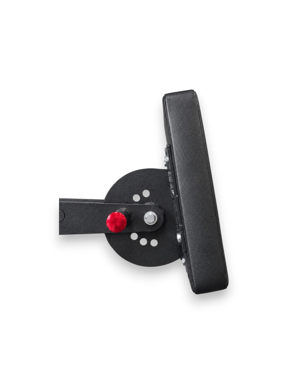 Black 3x3 inch rack-mounted seal row pad attachment on an straight position