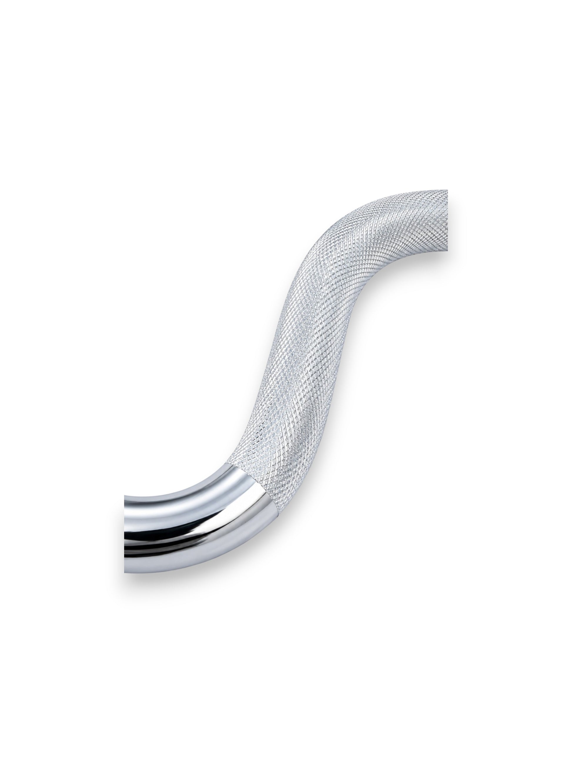 Solid steel 4ft Olympic Super EZ Curl Bar from Fitness Canada featuring highly aggressive ergonomic curves and precision mild knurling, isolated on a white background as seen in image.