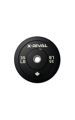 35 lb black bumper plate x rival series for olympic barbell training