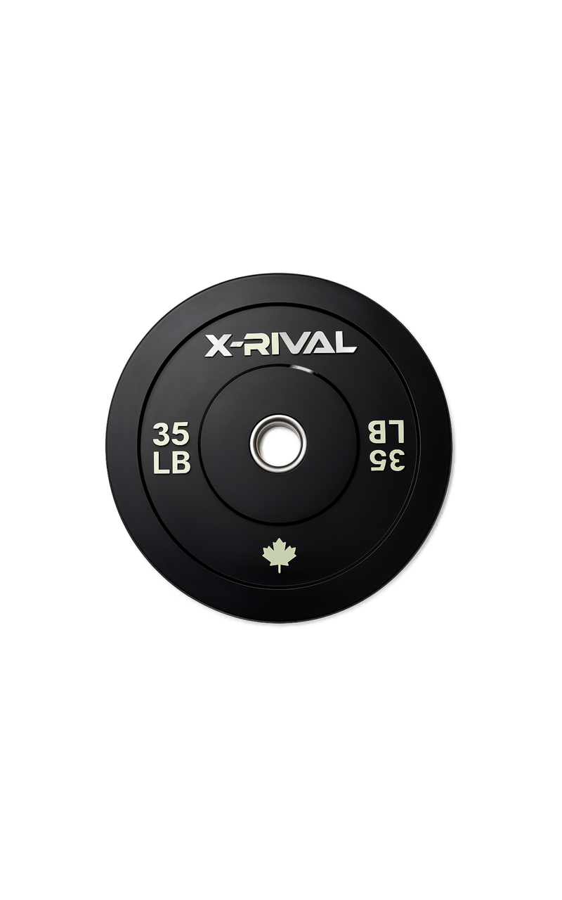35 lb black bumper plate x rival series for olympic barbell training