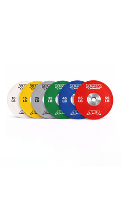 competition bumper plates set 10 to 55 lb fitness canada for olympic lifting and strength training