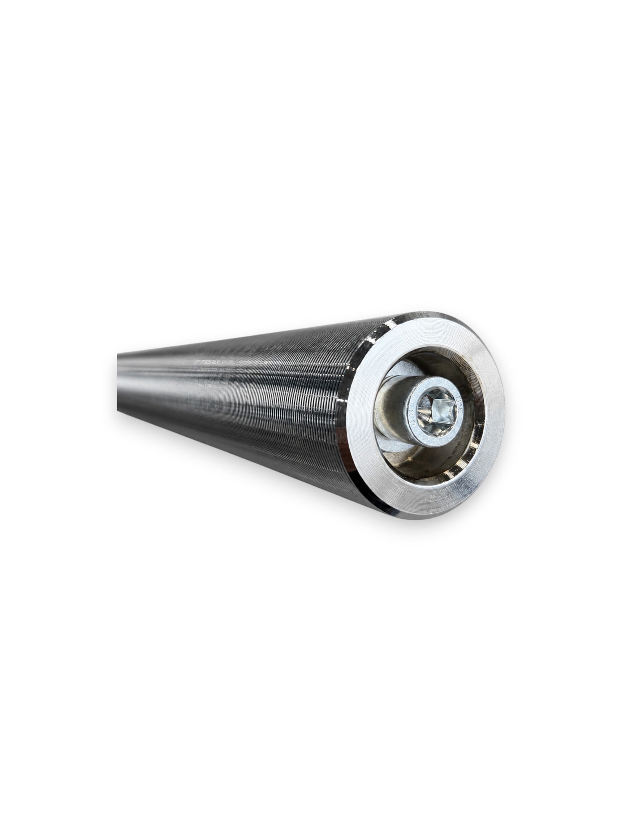 Classic 7ft chrome-plated Olympic EVO Series Barbell from Fitness Canada weighing 15kg, featuring a 28mm knurled shaft and dual bushing sleeves with black bands, isolated on a white background as seen in image.