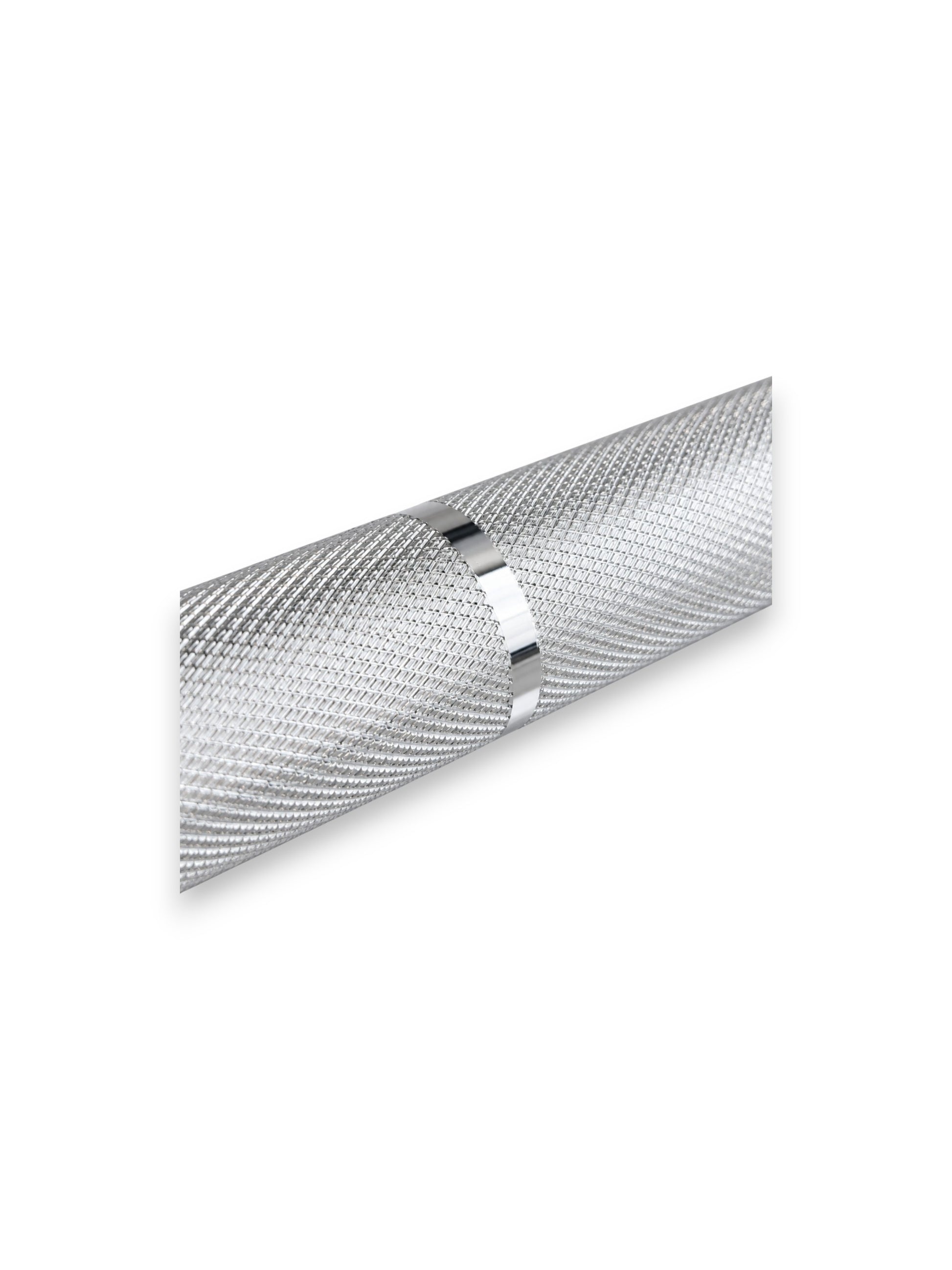 Classic 7ft chrome-plated Olympic EVO Series Barbell from Fitness Canada weighing 15kg, featuring a 28mm knurled shaft and dual bushing sleeves with black bands, isolated on a white background as seen in image.