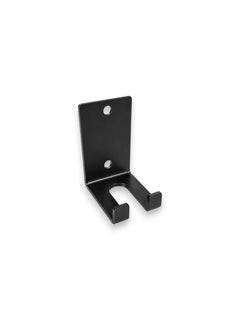 Minimalist matte black steel single vertical wall-mounted barbell holder from the X-Rival Series featuring a single laser-cut barbell sleeve storage prong, isolated on a white background as seen in SINGLE WALL MOUNTED BARBELL HOLDER.